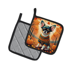Load image into Gallery viewer, Tricolor Chihuahua Fall Pot Holders - Set of 2 Decorative Kitchen Helpers | Made in the USA