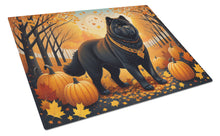 Load image into Gallery viewer, Black Chow Chow Fall Glass Cutting Boards – Durable, Decorative Kitchen Art Large