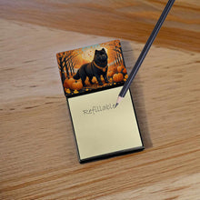 Load image into Gallery viewer, Black Chow Chow Fall Sticky Note Holder- Refiilable Desk Accessory Note Pad