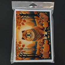 Load image into Gallery viewer, Chow Chow Fall Greeting Cards -  Blank Note Cards – 8-Pack of Artist-Designed Cards with Envelopes