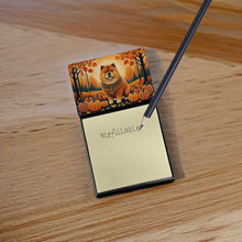 Load image into Gallery viewer, Chow Chow Fall Sticky Note Holder- Refiilable Desk Accessory Note Pad