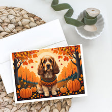 Load image into Gallery viewer, Cocker Spaniel Fall Greeting Cards -  Blank Note Cards – 8-Pack of Artist-Designed Cards with Envelopes