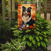 Load image into Gallery viewer, Collie Fall Garden Flag – Dog Surrounded by Pumpkins &amp; Autumn Leaves