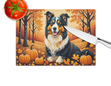 Load image into Gallery viewer, Collie Fall Glass Cutting Boards – Durable, Decorative Kitchen Art Large