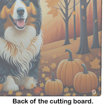 Load image into Gallery viewer, Collie Fall Glass Cutting Boards – Durable, Decorative Kitchen Art Large