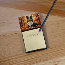 Load image into Gallery viewer, Collie Fall Sticky Note Holder- Refiilable Desk Accessory Note Pad