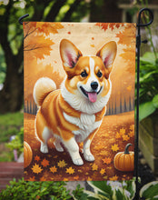 Load image into Gallery viewer, Corgi Fall Garden Flag – Dog Surrounded by Pumpkins &amp; Autumn Leaves
