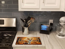 Load image into Gallery viewer, Corgi Fall Glass Cutting Boards – Durable, Decorative Kitchen Art Large