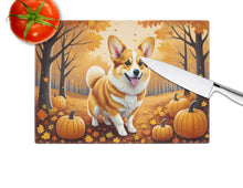 Load image into Gallery viewer, Corgi Fall Glass Cutting Boards – Durable, Decorative Kitchen Art Large