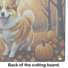 Load image into Gallery viewer, Corgi Fall Glass Cutting Boards – Durable, Decorative Kitchen Art Large