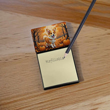 Load image into Gallery viewer, Corgi Fall Sticky Note Holder- Refiilable Desk Accessory Note Pad