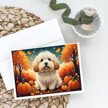 Load image into Gallery viewer, Coton De Tulear Fall Greeting Cards -  Blank Note Cards – 8-Pack of Artist-Designed Cards with Envelopes