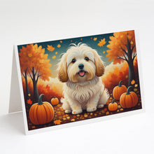 Load image into Gallery viewer, Coton De Tulear Fall Greeting Cards -  Blank Note Cards – 8-Pack of Artist-Designed Cards with Envelopes