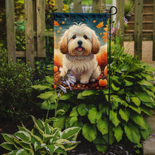 Load image into Gallery viewer, Coton De Tulear Fall Garden Flag – Dog Surrounded by Pumpkins &amp; Autumn Leaves