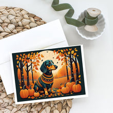 Load image into Gallery viewer, Dachshund Fall Greeting Cards -  Blank Note Cards – 8-Pack of Artist-Designed Cards with Envelopes