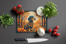 Load image into Gallery viewer, Dachshund Fall Glass Cutting Boards – Durable, Decorative Kitchen Art Large
