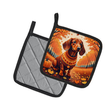 Load image into Gallery viewer, Dachshund Fall Pot Holders - Set of 2 Decorative Kitchen Helpers | Made in the USA