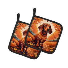 Load image into Gallery viewer, Dachshund Fall Pot Holders - Set of 2 Decorative Kitchen Helpers | Made in the USA