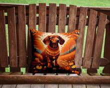 Load image into Gallery viewer, Dachshund Fall Throw Pillow - 14x14 Decorative Pillow – Art for Your Home &amp; Patio