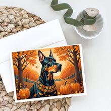 Load image into Gallery viewer, Doberman Pinscher Fall Greeting Cards -  Blank Note Cards – 8-Pack of Artist-Designed Cards with Envelopes