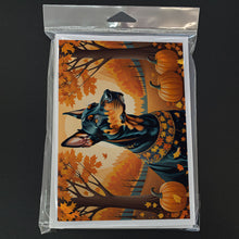 Load image into Gallery viewer, Doberman Pinscher Fall Greeting Cards -  Blank Note Cards – 8-Pack of Artist-Designed Cards with Envelopes