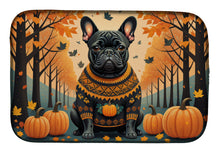 Load image into Gallery viewer, Black French Bulldog Fall Dish Drying Mat