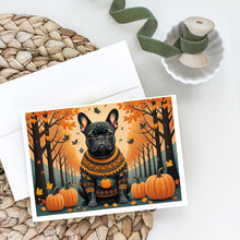 Load image into Gallery viewer, Black French Bulldog Fall Greeting Cards -  Blank Note Cards – 8-Pack of Artist-Designed Cards with Envelopes