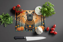 Load image into Gallery viewer, Black French Bulldog Fall Glass Cutting Boards – Durable, Decorative Kitchen Art Large