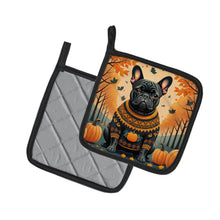 Load image into Gallery viewer, Black French Bulldog Fall Pot Holders - Set of 2 Decorative Kitchen Helpers | Made in the USA