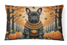 Load image into Gallery viewer, Black French Bulldog Fall Fabric Decorative Pillow