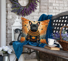 Load image into Gallery viewer, Black French Bulldog Fall Fabric Decorative Pillow