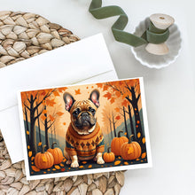 Load image into Gallery viewer, Fawn French Bulldog Fall Greeting Cards -  Blank Note Cards – 8-Pack of Artist-Designed Cards with Envelopes