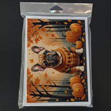 Load image into Gallery viewer, Fawn French Bulldog Fall Greeting Cards -  Blank Note Cards – 8-Pack of Artist-Designed Cards with Envelopes
