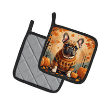 Load image into Gallery viewer, Fawn French Bulldog Fall Pot Holders - Set of 2 Decorative Kitchen Helpers | Made in the USA