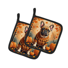 Load image into Gallery viewer, Fawn French Bulldog Fall Pot Holders - Set of 2 Decorative Kitchen Helpers | Made in the USA