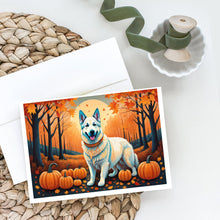 Load image into Gallery viewer, White German Shepherd Fall Greeting Cards -  Blank Note Cards – 8-Pack of Artist-Designed Cards with Envelopes