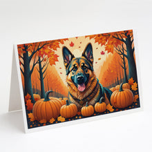 Load image into Gallery viewer, German Shepherd Fall Greeting Cards -  Blank Note Cards – 8-Pack of Artist-Designed Cards with Envelopes