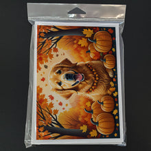 Load image into Gallery viewer, Golden Retriever Fall Greeting Cards -  Blank Note Cards – 8-Pack of Artist-Designed Cards with Envelopes