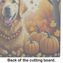 Load image into Gallery viewer, Golden Retriever Fall Glass Cutting Boards – Durable, Decorative Kitchen Art Large
