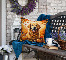 Load image into Gallery viewer, Golden Retriever Fall Fabric Decorative Pillow