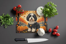 Load image into Gallery viewer, Havanese Fall Glass Cutting Boards – Durable, Decorative Kitchen Art Large