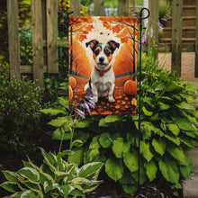 Load image into Gallery viewer, Jack Russell Terrier Fall Garden Flag – Dog Surrounded by Pumpkins &amp; Autumn Leaves