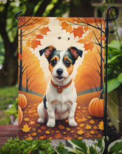 Load image into Gallery viewer, Jack Russell Terrier Fall Garden Flag – Dog Surrounded by Pumpkins &amp; Autumn Leaves