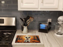 Load image into Gallery viewer, Jack Russell Terrier Fall Glass Cutting Boards – Durable, Decorative Kitchen Art Large