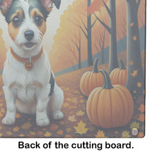Load image into Gallery viewer, Jack Russell Terrier Fall Glass Cutting Boards – Durable, Decorative Kitchen Art Large