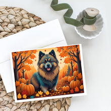 Load image into Gallery viewer, Keeshond Fall Greeting Cards -  Blank Note Cards – 8-Pack of Artist-Designed Cards with Envelopes
