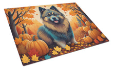 Load image into Gallery viewer, Keeshond Fall Glass Cutting Boards – Durable, Decorative Kitchen Art Large
