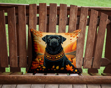 Load image into Gallery viewer, Black Labrador Retriever Fall Throw Pillow - 14x14 Decorative Pillow – Art for Your Home &amp; Patio