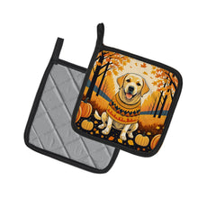 Load image into Gallery viewer, Yellow Labrador Retriever Fall Pot Holders - Set of 2 Decorative Kitchen Helpers | Made in the USA