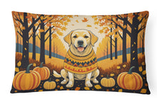 Load image into Gallery viewer, Yellow Labrador Retriever Fall Fabric Decorative Pillow